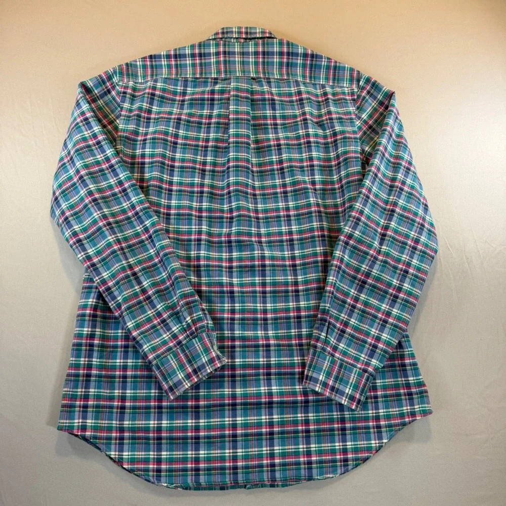 Polo Ralph Lauren Mens Plaid Button Down Shirt Teal Pink M Preppy Country Club